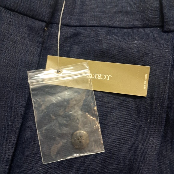 NWT J. Crew Essential Wide Leg Pants Women's 12 Petite Navy Blue Linen Work - Picture 9 of 11